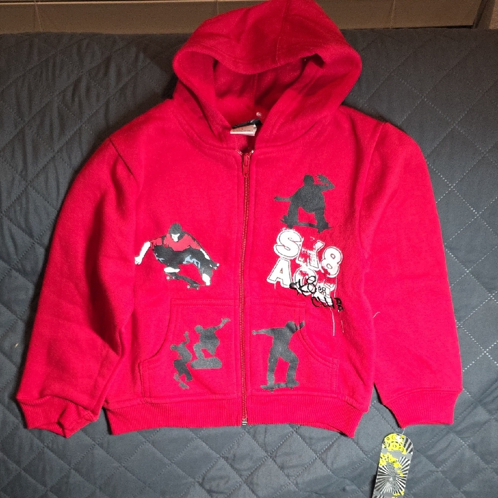 Sk8erClub Kids Red Skateboard Graphic Hoodie sz 5